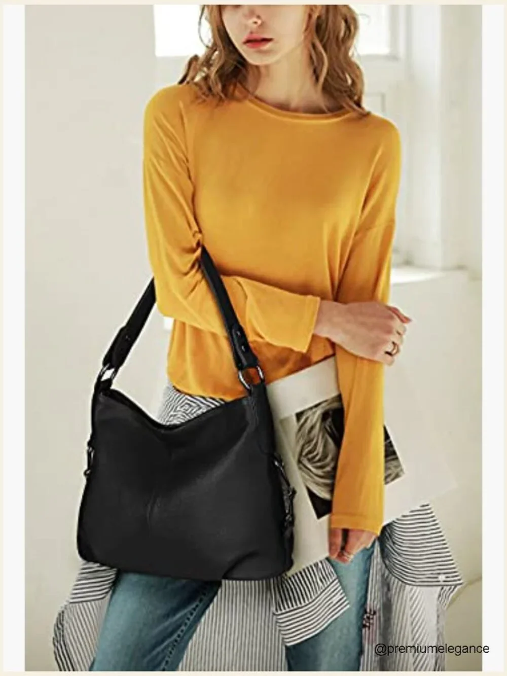 Genuine Leather Hobo Bag Crossbody Shoulder Purse